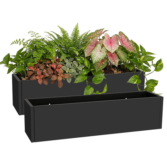 Garvee 2-Pack Metal Raised Garden Bed 36" x 9" x 9", Galvanized Steel Planter Box, Rust-Resistant Outdoor Flower & Vegetable Planter for Patio, Backyard, Deck and Balcony, Black