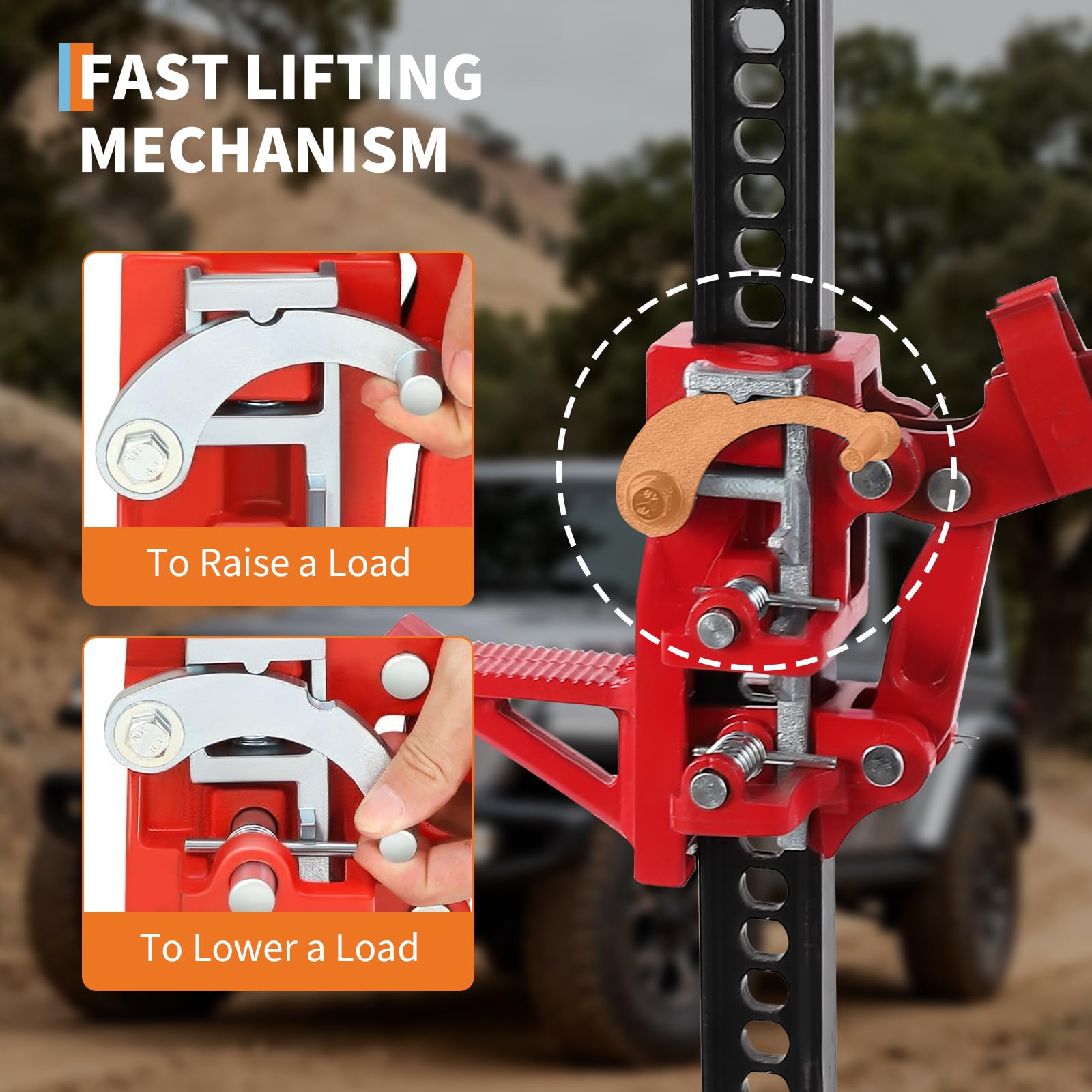 Garvee Farm Jack Utility High Lift 7000 LBS Capacity Adjustable Height 5.12-51.97" Steel Base Off-Road Tractor Truck SUV Recovery
