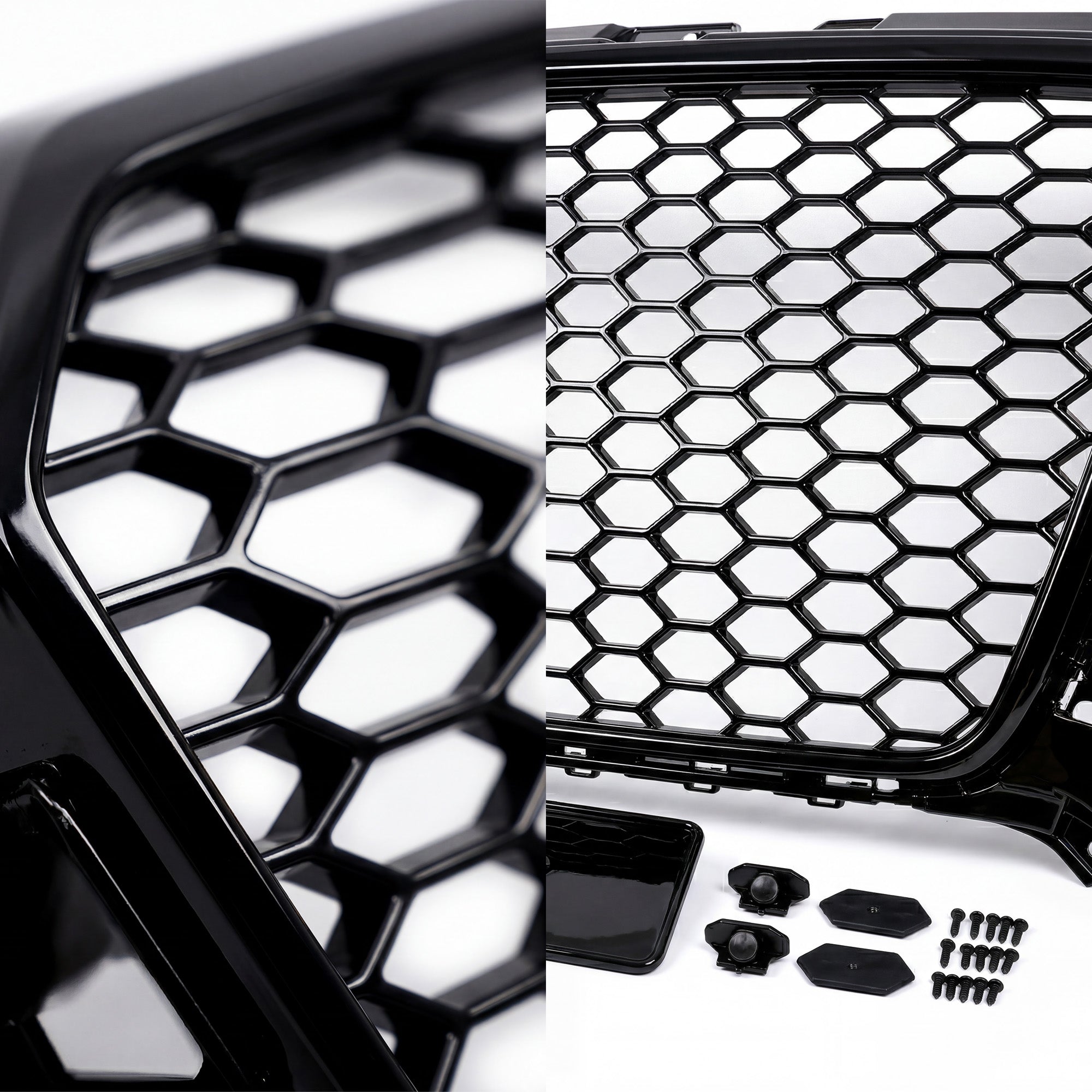 Garvee Sporty RS1 Style Central Grille Protector for Audi A1 2012-2015 - Glossy Black ABS - Durable Front Bumper Guard - No Logo - Automotive Exterior Accessory - Color: Glossy Black