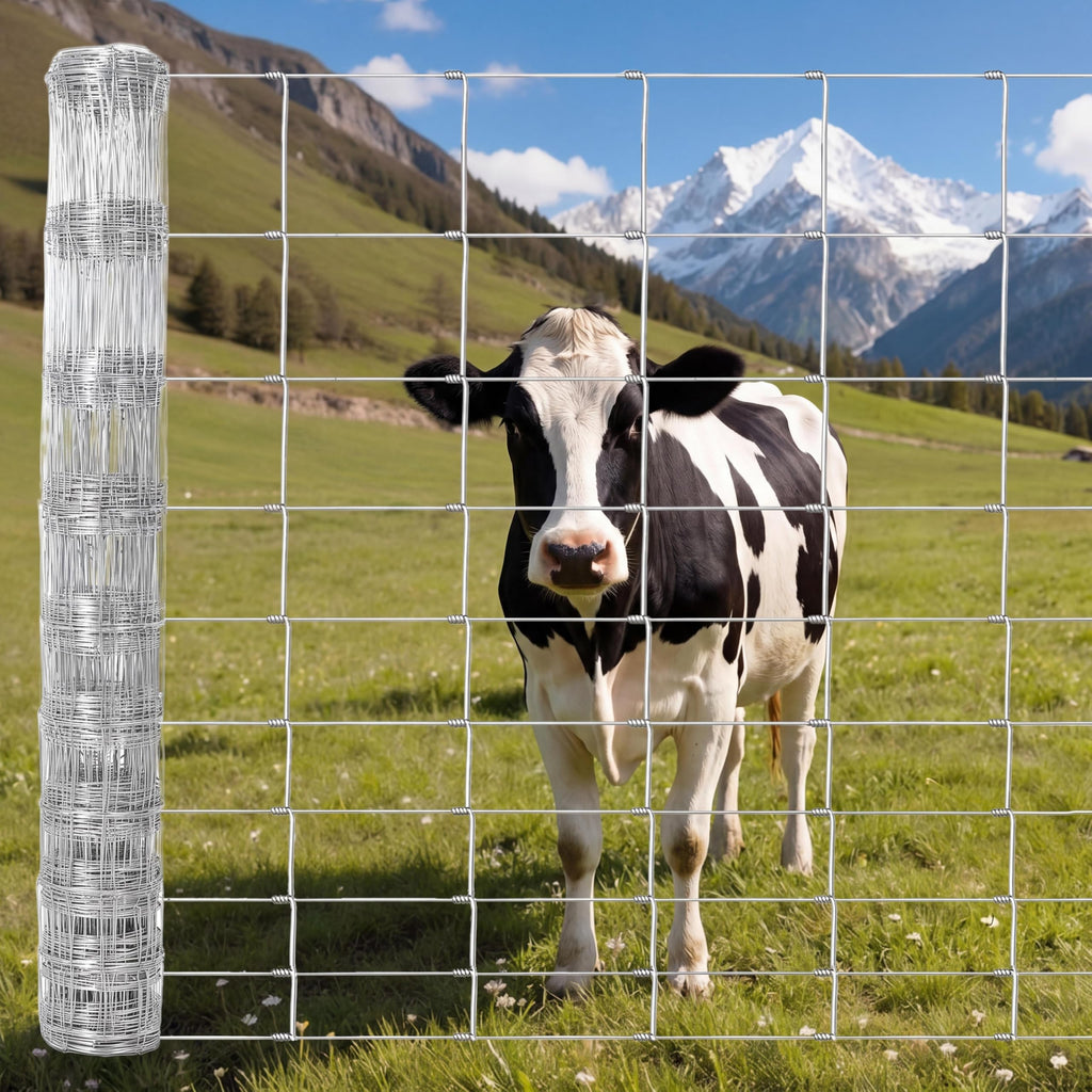 Garvee Heavy Duty Livestock Fence, 5' × 262' Galvanized Woven Wire Roll for Cattle, Goats and Deer