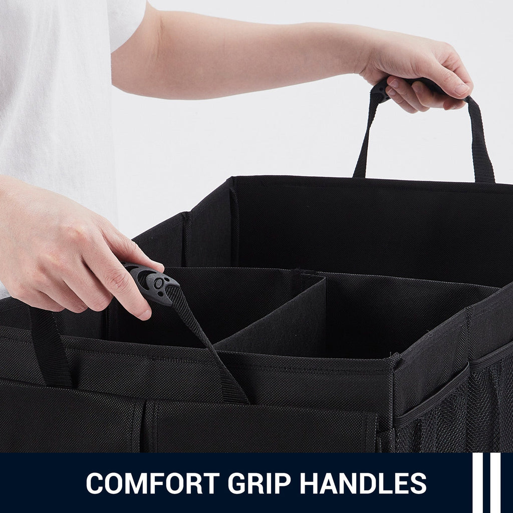 Garvee Large Capacity Collapsible Car Trunk Organizer - Durable Black Polyester Storage Bag - Keeps Car, SUV, Van Accessories Neat - Collapsible & Portable - Black 60.96*38.1*25.4cm