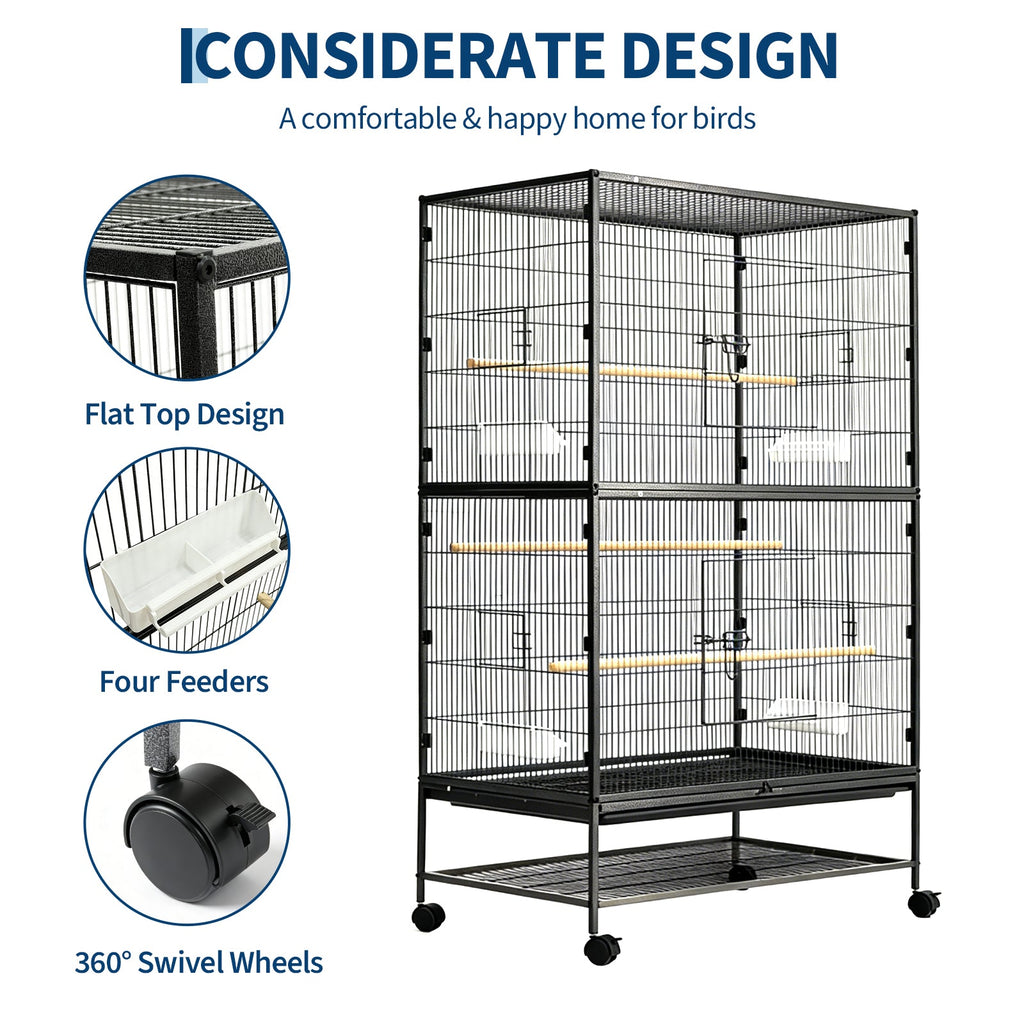 Garvee 61 Inch Large Bird Cage, Bird Cage with Rolling Storage Stands, Feed Bowls, Wide Tall Parakeet Cage for Macaw, Parakeets, Parrot, Conures, Cockatiel, Cockatoo