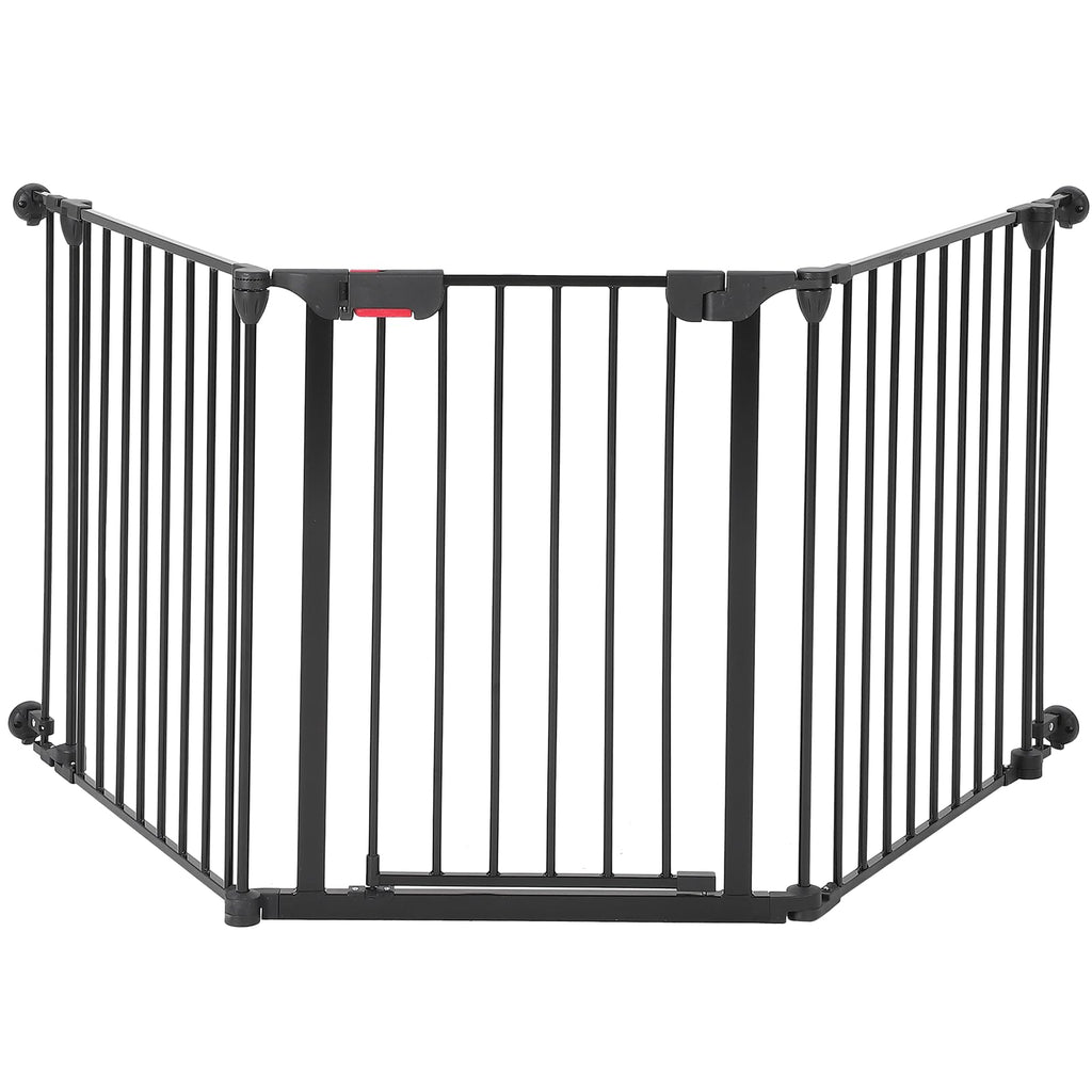 Garvee Adjustable Metal Pet Safety Gate, 3-Panel 29" High Collapsible Playpen with Lockable Door, Portable Indoor/Outdoor Barrier for Stairs, Doorways, RV, Camping, Yard, Garden, Black, 3PCS