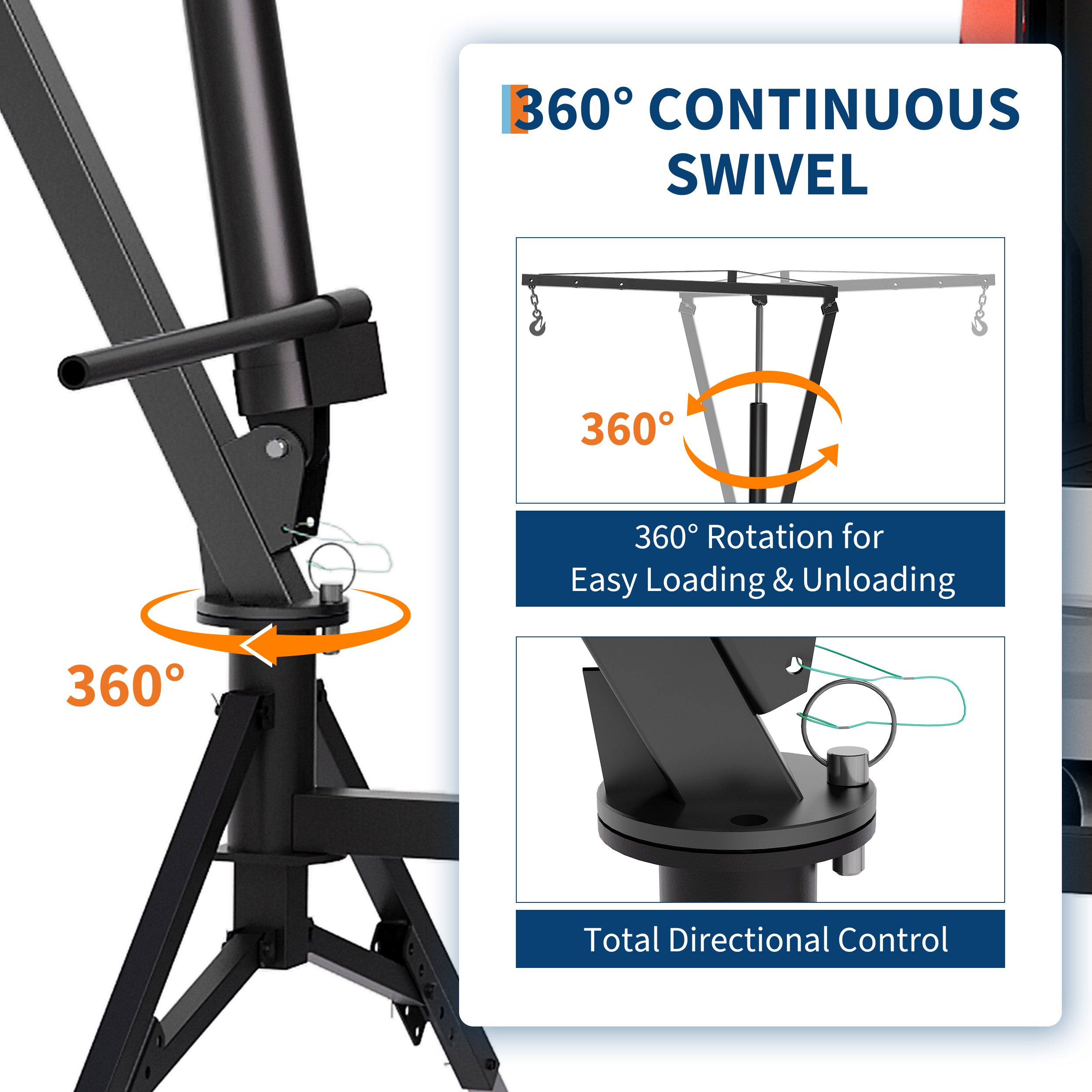 Garvee Heavy Duty Pickup Truck Crane– 1000 Lbs Capacity Hitch Mount Crane with 360° Swivel & Adjustable Boom, Heavy Duty Steel Shop Crane for Garage, Black