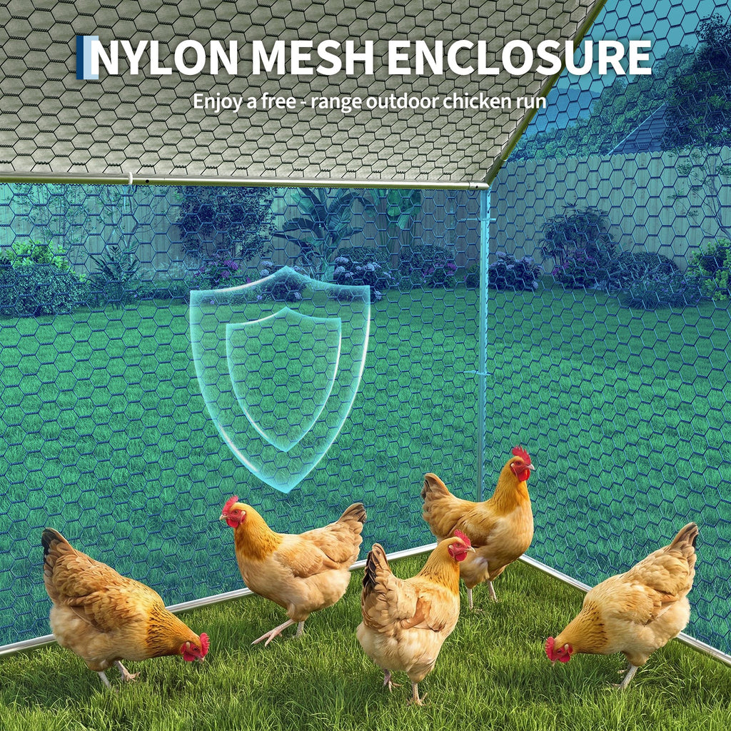 Garvee 13x10ft Large Metal Chicken Coop – Walk-In Poultry Cage with Waterproof Anti-UV Cover, Silver