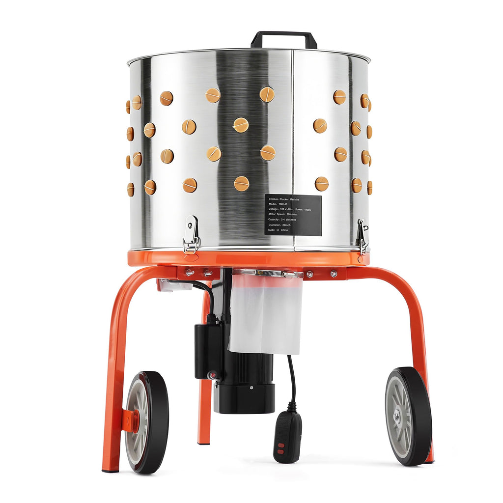 Garvee Chicken Plucker Machine, 20 inch Drum Stainless Steel Poultry Plucker, Defeathering Equipment with 108 Soft Fingers, Simple Debris Collection, for Farms, Restaurants, Home, Poultry Plucking, Orange