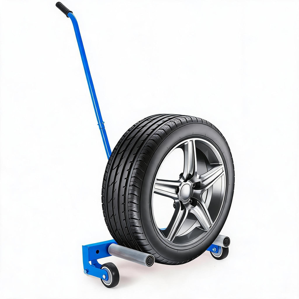 Garvee Heavy Duty Adjustable Tire Wheel Dolly – 330lbs Capacity, 23.5"-43.5" Width, 8in 360° Rollers – For Semi Truck, Large Vehicle, SUV, ATV, RV, Trailer – Material Handling – Blue