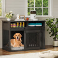 Garvee 44.5 Inch Large Dog Crate Furniture with 2 Storage Self, Wooden Dog Kennel Furniture As End Table, Decorative Pet Cage Dog House Indoor for Medium/Large Dogs, Chew-Proof, Black