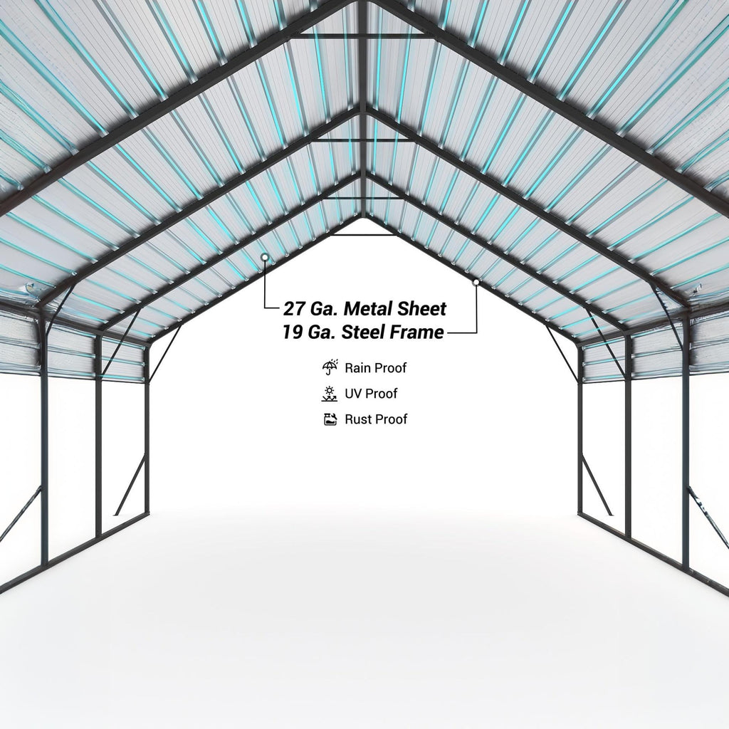 Garvee Metal Carport 20' × 20' × 13', 400 Sq.Ft 2-Car Steel Shelter, 800 lb Heavy-Duty Frame for Snow, Trucks, Boats & Tractors