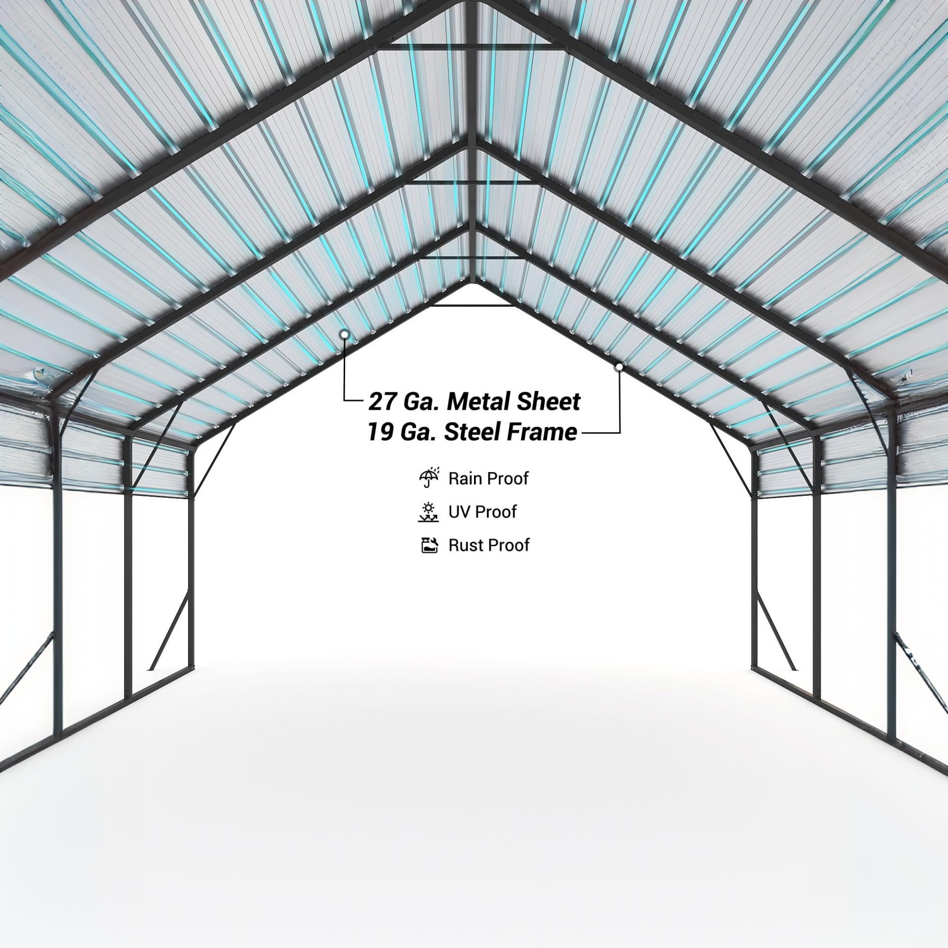 Garvee Metal Carport 20' × 20' × 13', 400 Sq.Ft 2-Car Steel Shelter, 800 lb Heavy-Duty Frame for Snow, Trucks, Boats & Tractors