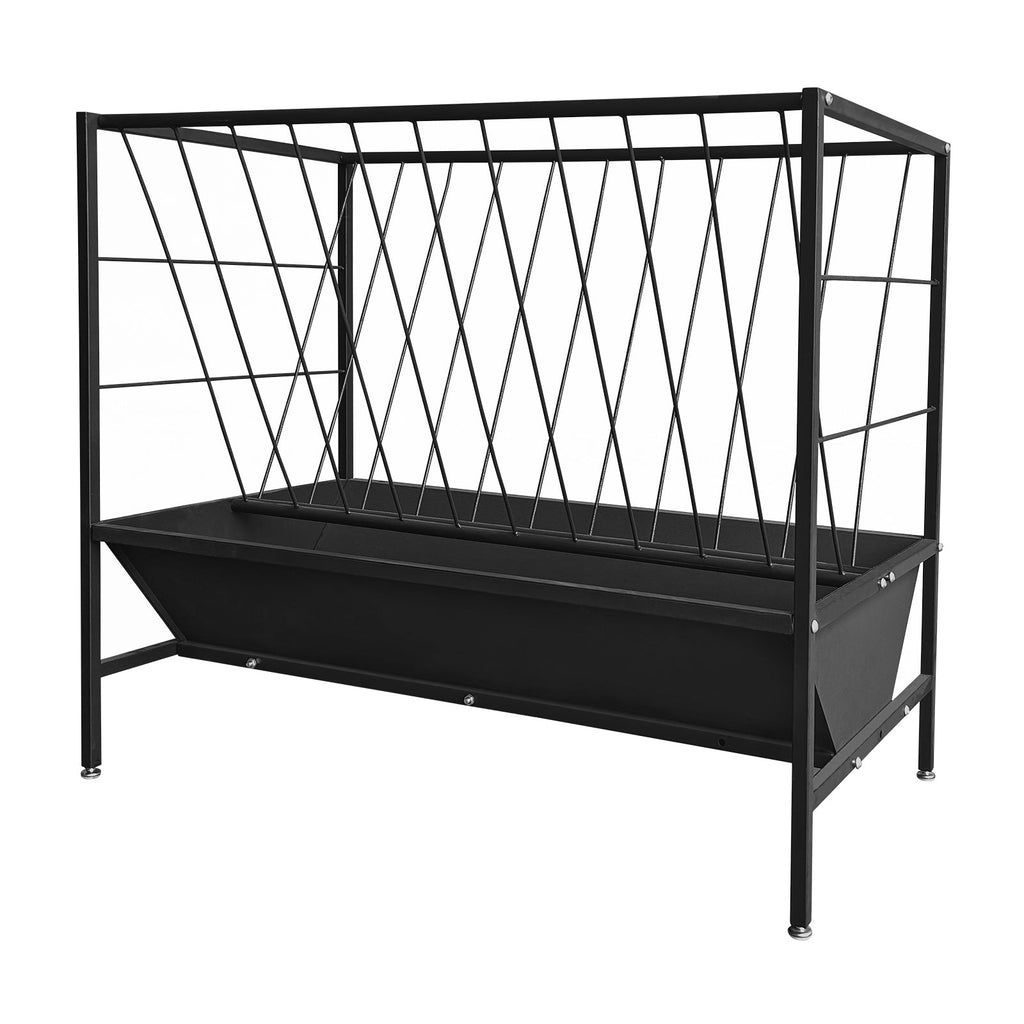 Garvee Heavy Duty 2-in-1 Livestock Hay and Grain Feeder Set – Durable Steel Multi-Sided Trough, 45 Gallon Hay Rack with 24 Gallon Feed Pan – Large Capacity, Weather-Resistant for Goats, Sheep, Horses, Cows, Calves – Ideal for Pasture or Stable – 45+25