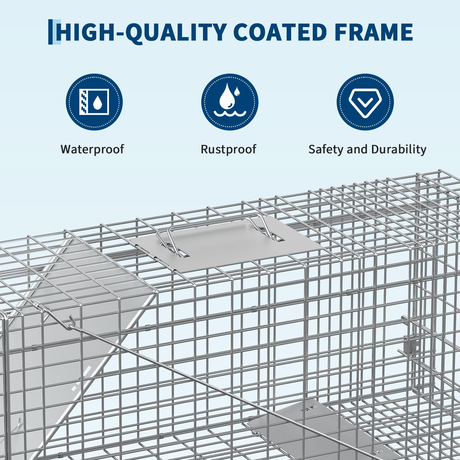 Garvee Heavy Duty Live Animal Trap Cage – Collapsible Steel, Sensitive Trigger – Humane for Raccoons, Feral Cats, Skunks, Rabbits & Small Foxes – Easy Carry Handle – 32x10x12 in / 81.3x25.4x30.5 cm
