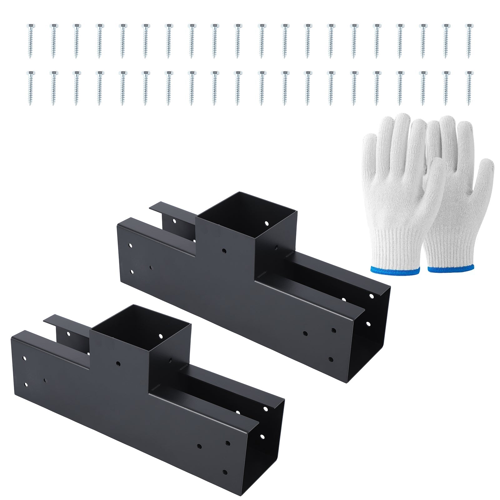 Garvee 3-Way Pergola Brackets, 2-Pack Rust-Resistant Steel T Connectors for 4 x 4 Posts with Screws for Patio, Gazebo and Backyard Builds, Black