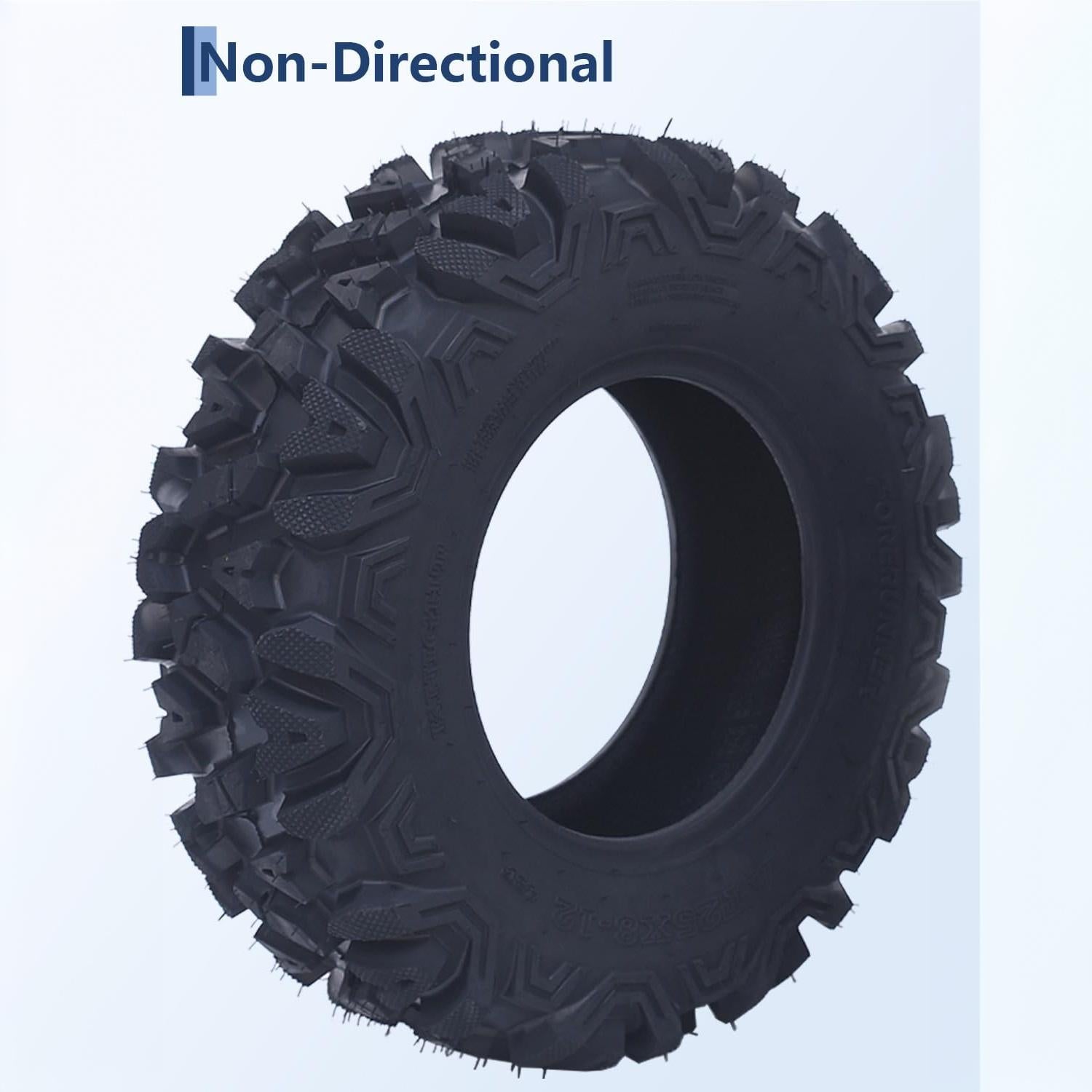 Garvee Superior Off-Road Traction ATV/UTV Tire Set - 25x8x12, 6PR Tubeless, Deep 15mm Step, Puncture & Abrasion Resistant, For Mud, Sand & Trail, Fits Polaris Ranger, Utility Farm Vehicles