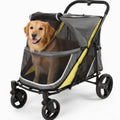 Garvee Dog Stroller for Large and Medium Dogs, Easy-Fold Dual Entry Pet Wagon with One-Foot Brake, All-Terrain Cart with Air Mesh, Holds Pets Up to 176 Lbs