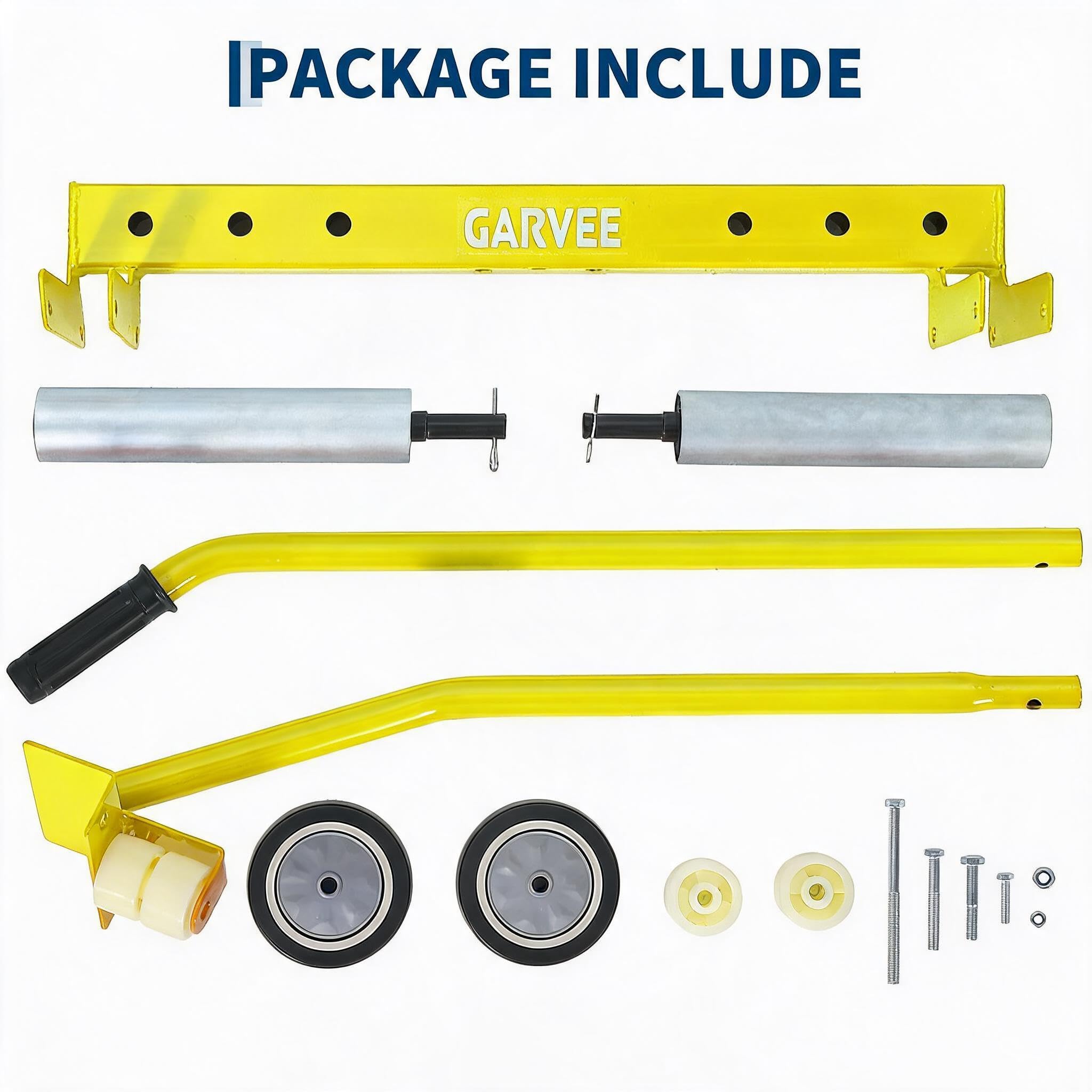Garvee Heavy Duty Adjustable Tire Wheel Dolly – 330lbs Capacity, 23.5"-43.5" Width, 8in 360° Rollers – For Semi Truck, SUV, ATV, RV, Trailer – Industrial Tire Lifter Cart – Yellow