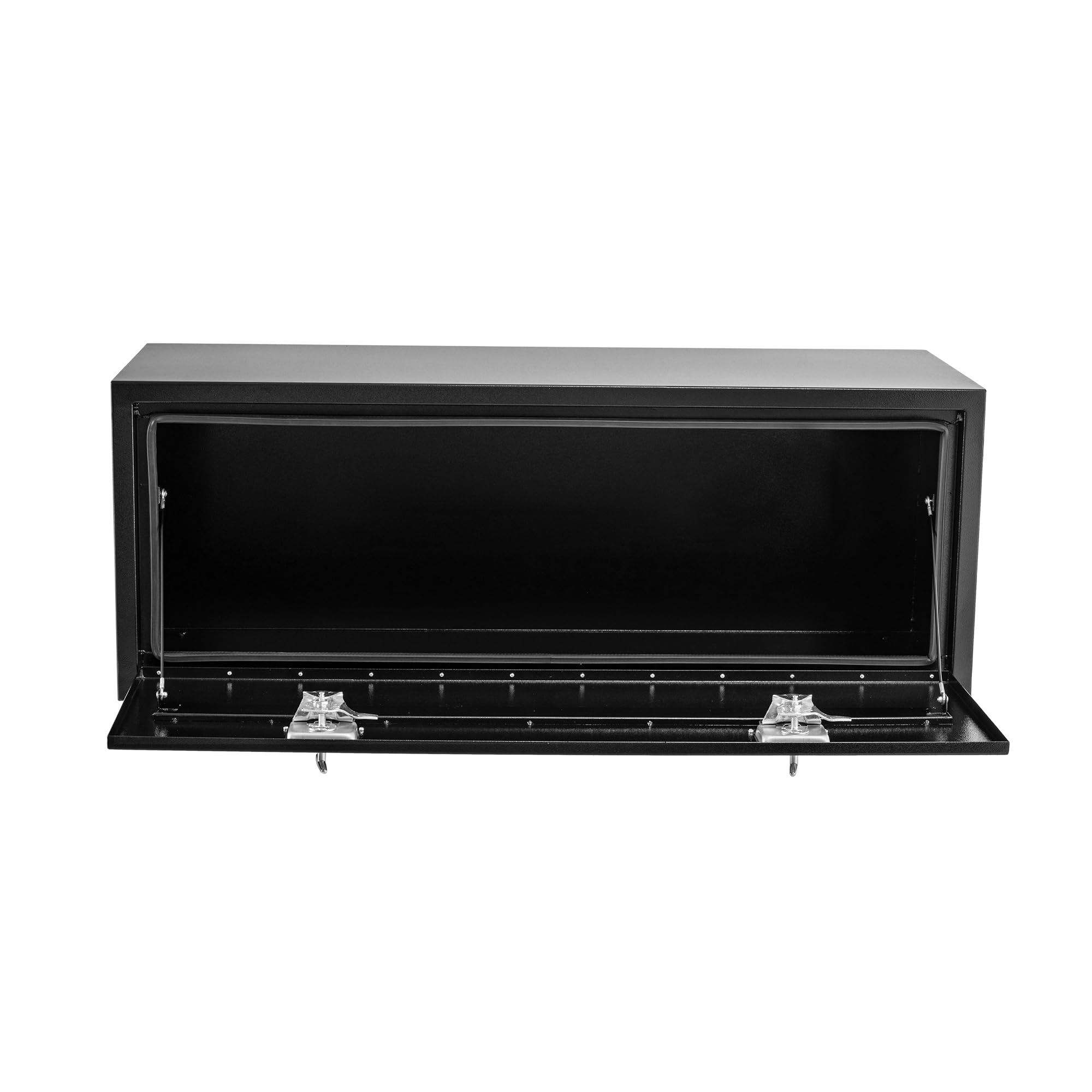 Garvee 60" x 16" x 13" Heavy Duty Black Steel Underbody Truck Tool Box – Weatherproof T-Handle Lock Storage Chest – Smooth Surface, Ideal for Pickups, Trailers, RVs, Black Base Silver Flower Spray Plastic, Underbody Tool Box