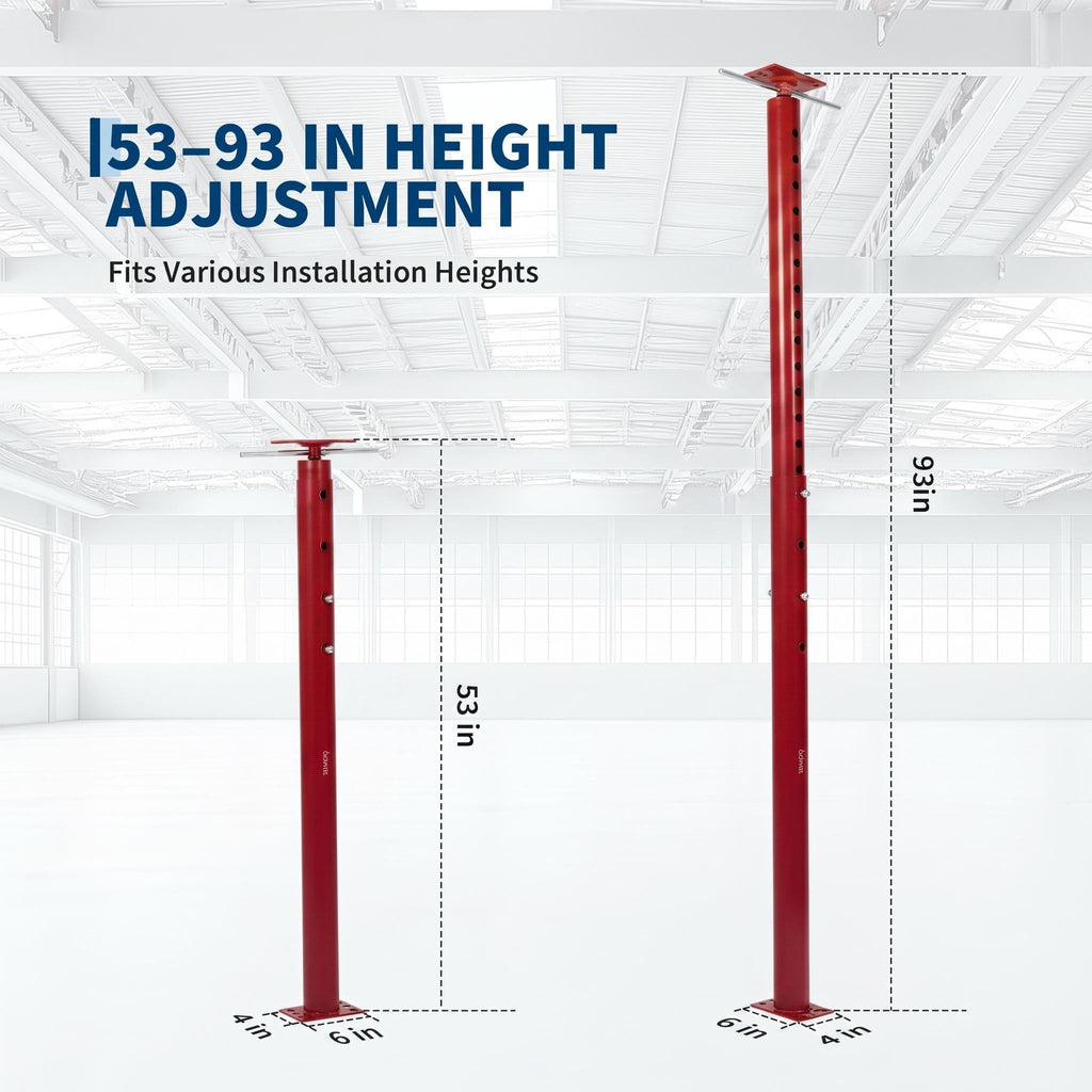 Garvee Adjustable Heavy Duty Jack Posts, 2 Pack, 53-93in Height, 18,000 lbs Capacity – Steel Support for Leveling, Lifting, and Supporting Joist Beams, Permanent Construction Use – Red, 53-93in