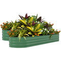 Garvee 2 Pack 8' X 2' X 1.5' Rust-Resistant Galvanized Steel Raised Garden Beds – Large Outdoor Planter Boxes, Durable, Ergonomic, Easy Assembly, with Anti-Cutting Strips, for Vegetables, Flowers & Herbs – Green