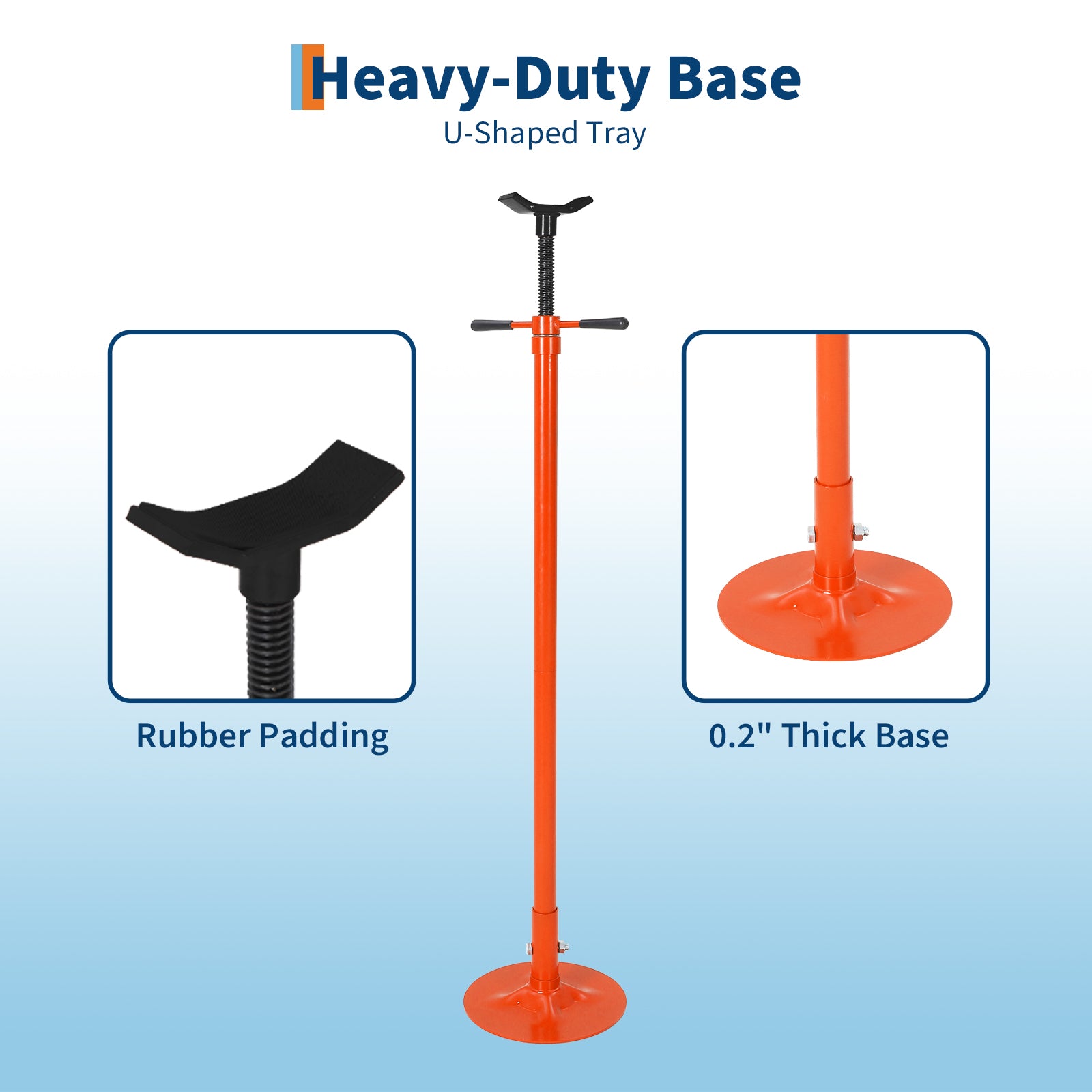 Garvee Adjustable Under Hoist Support Stand – 3/4 Ton (1653 lbs) Capacity – Heavy Duty Screw Jack – 52-76 Inch Height Range – For Vehicle Lifting & Maintenance – Round Bottom (1340-1930mm), Orange