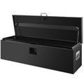 Garvee 48"X16"X14" Heavy Duty Steel Truck Bed Tool Box – Weatherproof, Lockable Dual Lid Chest with Gas Struts, Powder-Coated Black, Front & Side Handles – Fits Pickup, RV, Trailer, Black
