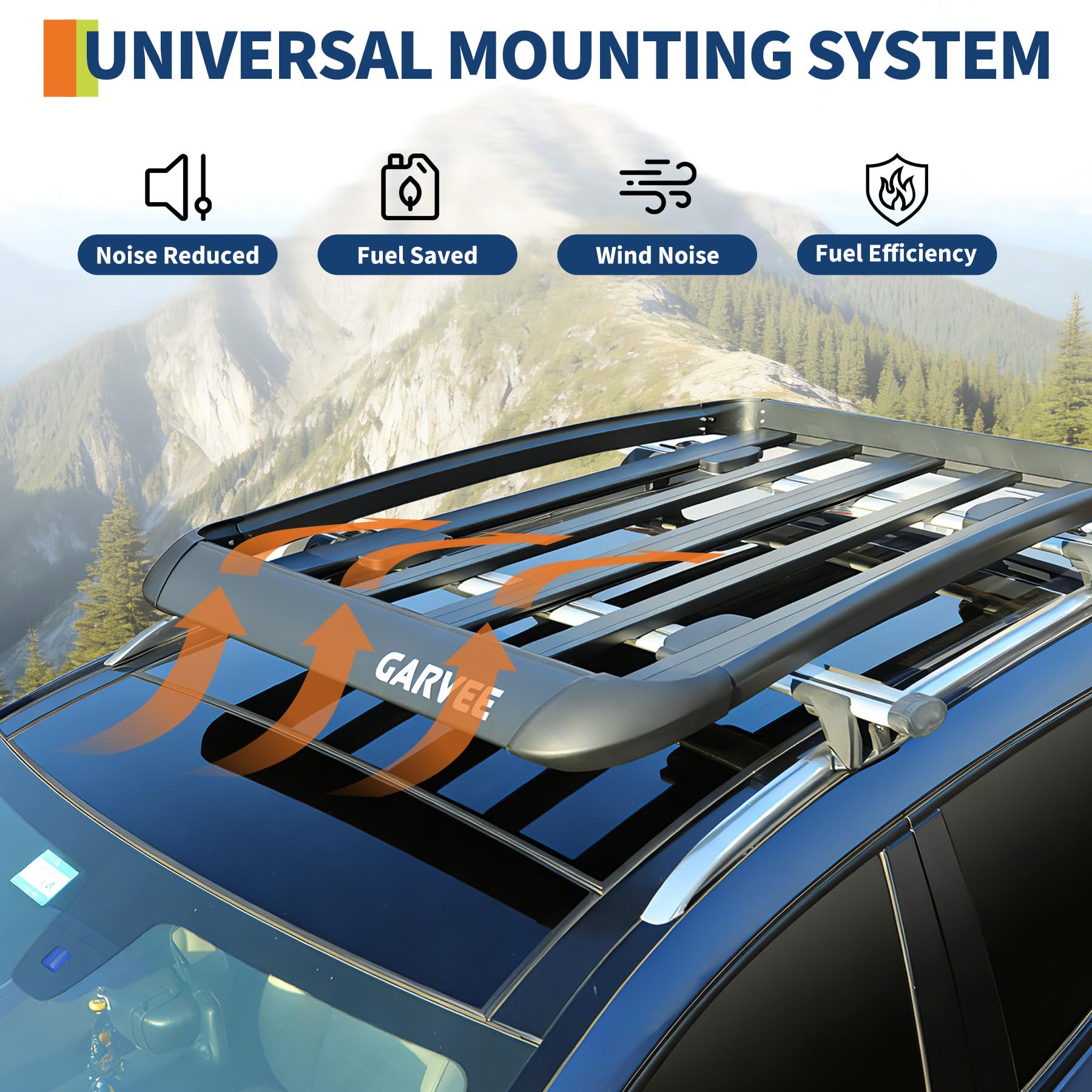 Garvee 63"X40"  Universal Roof Rack Carrier Basket, Anti-Rust Aluminum Lightweight Roof Cargo Basket, Vehicle Cargo Carrier 200LBS Capacity Rooftop with Wind Fairing, Car Top Holder, for SUV Truck Cars