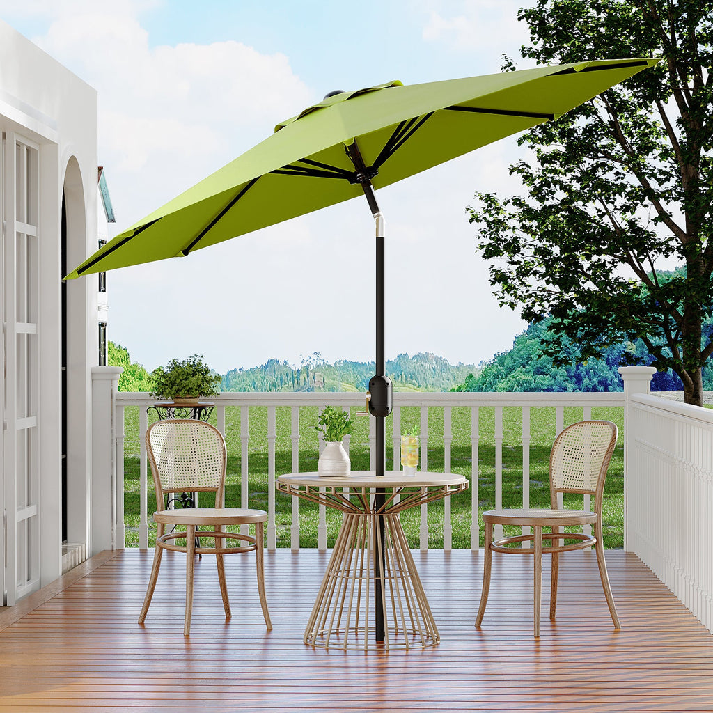 Garvee 10 ft Outdoor Patio Umbrella with 8 Sturdy Ribs, Crank Lift, Push-Button Tilt & UV-Resistant Waterproof Canopy for Garden, Deck, Pool & Yard, Grass Green