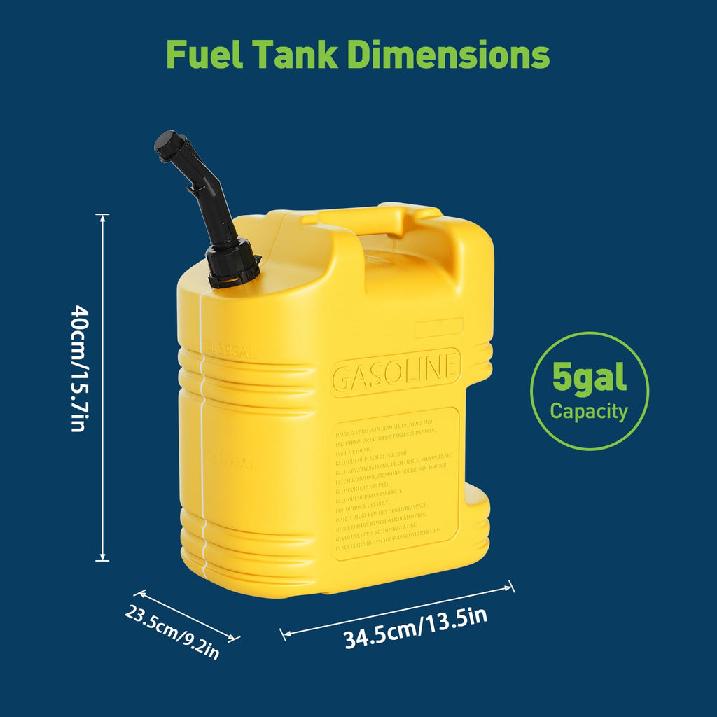 Garvee Portable 20L Marine Fuel Transfer Tank – L-Shaped Handle for Easy Carry – Durable Construction – Ideal for Cars, Generators, Lawnmowers – Automotive Workshop Use – Yellow | Pack of 1 |