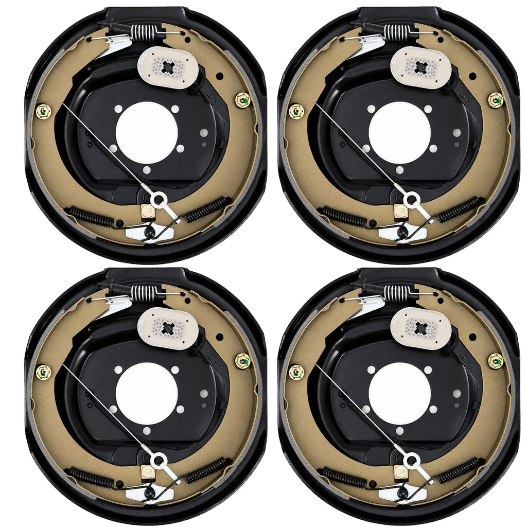 Garvee 12" x 2" Electric Trailer Brake Assembly, Self-Adjusting Electric Brakes Kit for 7000 Lbs Axle, 5-Hole Mounting Brake Backing Plates, Left & Right Side Braking System Replacement Parts, 2 Pair