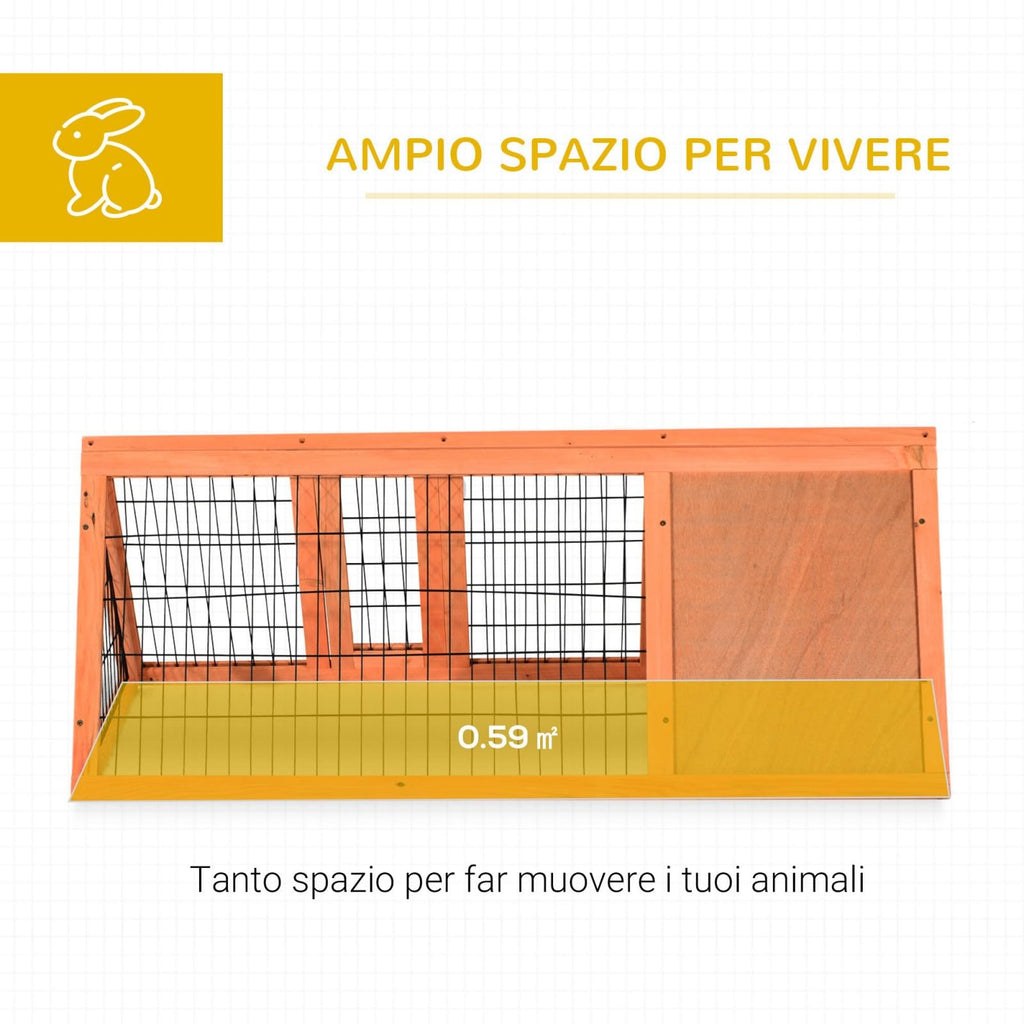 Garvee Wooden Outdoor Small Animal Hutch with Run and Double Doors – Portable A-Frame Rabbit Cage, Chicken & Quail Coop – Ventilated Shelter for Rabbits, Guinea Pigs, Hamsters – Bright Orange Red