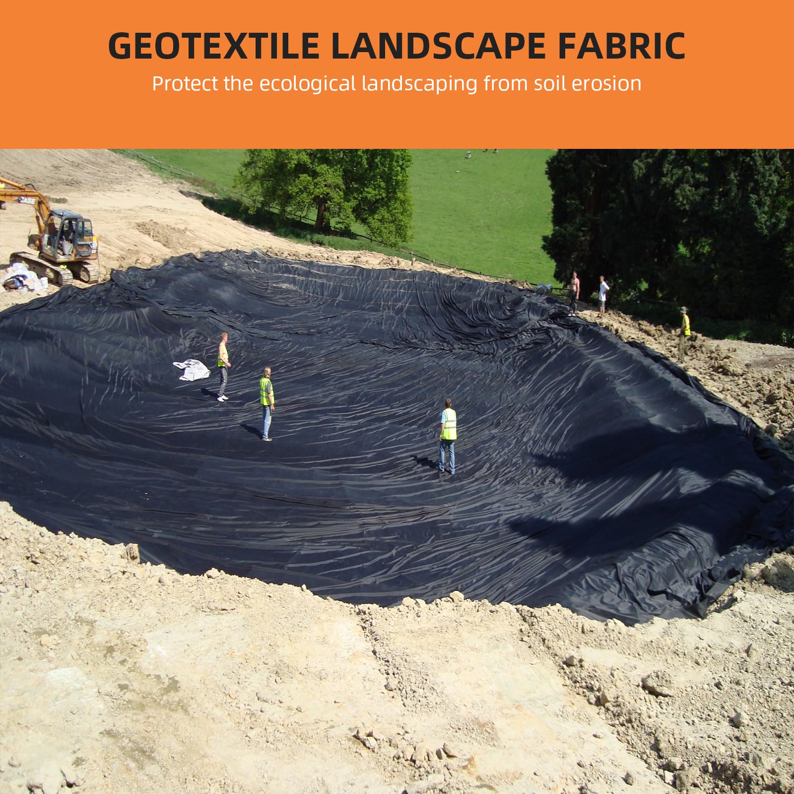Garvee 3' x 100' Geotextile Landscape Fabric, 8oz Non-Woven PP Drainage Fabric with 350N Strength & 440N Load for Driveway French Drains