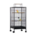 Garvee Spacious Metal Bird Cage with Open Play Top – Large Parrot Cage on Rolling Stand – Easy-Clean Slide-Out Tray – Ideal for Budgies, Parakeets, Cockatiels, Finches – Black, 45.5x45.5x100.5cm