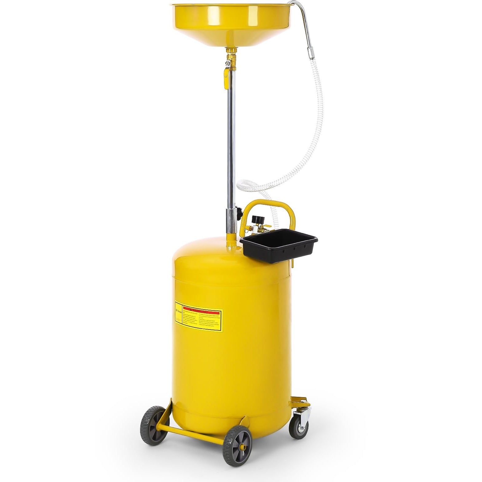 Garvee 20 Gallon Portable Air-Operated Waste Oil Drainer with Adjustable 15" Funnel, Heavy-Duty Steel, Rust-Proof Finish, Casters, Toolbox - Auto Shops