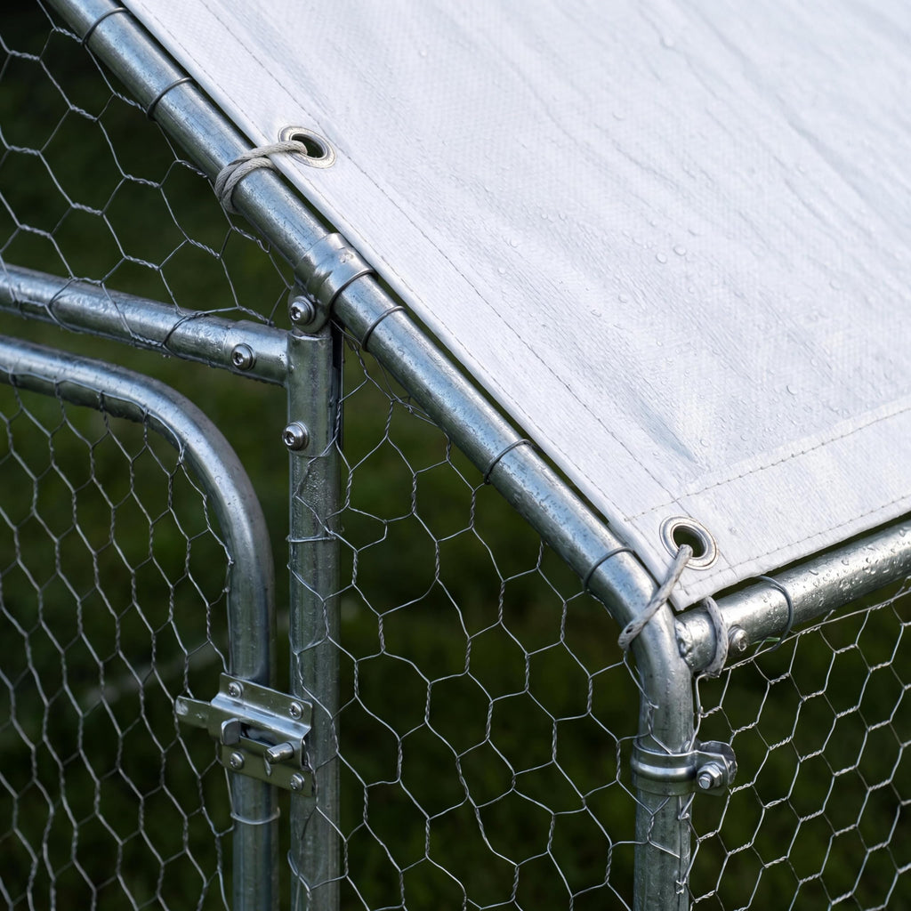 Garvee Spacious Chicken Coop Livestock Shelter - Large Size Walk-In Poultry House - Secure Outdoor Enclosure with Spire Roof - Lockable Door, Weatherproof Cover - Large Size Spire Roof
