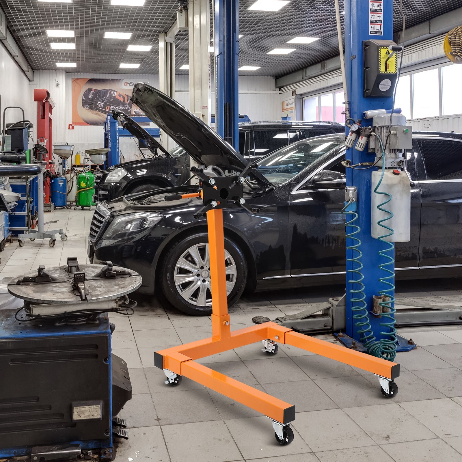 Garvee Engine Stand 1300 Lbs Capacity 360° Rotating Head 4 Adjustable Arms Heavy Duty Steel Casters Auto Repair Workshop