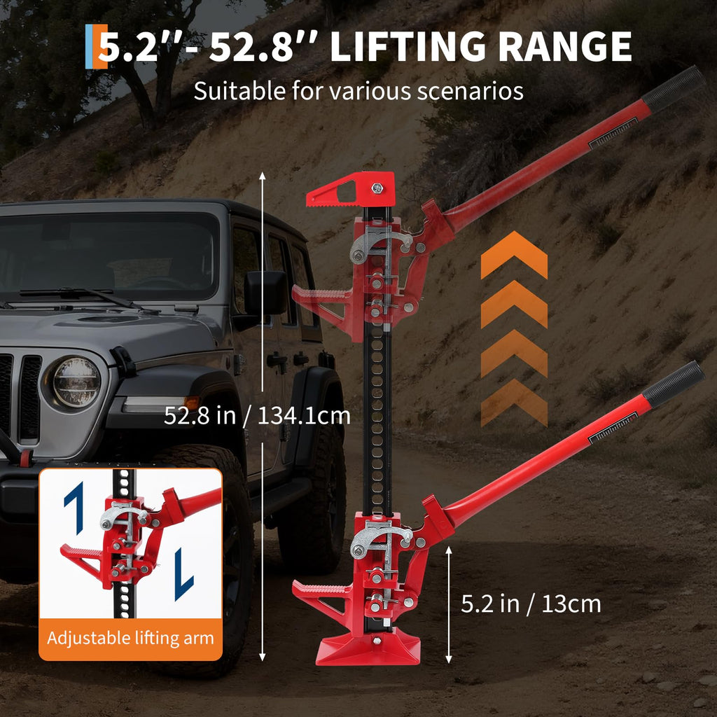 Garvee Farm Jack Utility High Lift 7000 LBS Capacity Adjustable Height 5.12-51.97" Steel Base Off-Road Tractor Truck SUV Recovery
