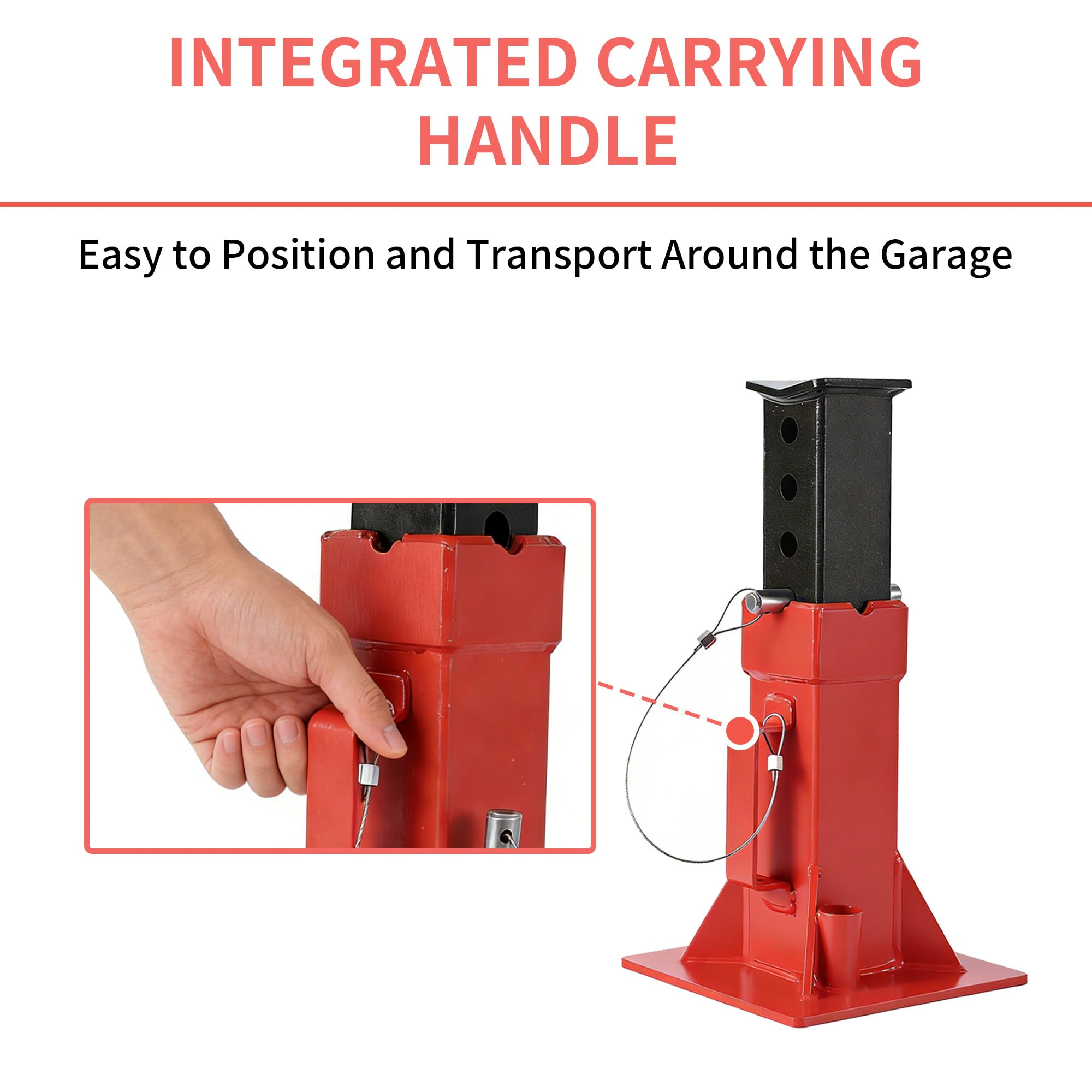 Garvee Heavy-Duty 22 Ton Jack Stands, 2 Pack Pin Type Supports with Quick-Lock for Trucks, RVs & Trailers, 13-19.68 Inch Adjustable Height, Professional Automotive Garage Equipment, Red