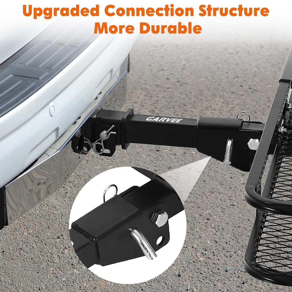 Garvee 70" x 30" Heavy-Duty Hitch Cargo Carrier, 600 Lbs Capacity Folding Design Steel Frame Locking Straps Anti-Theft Lock 2" Receiver SUVs Trucks Off-Road