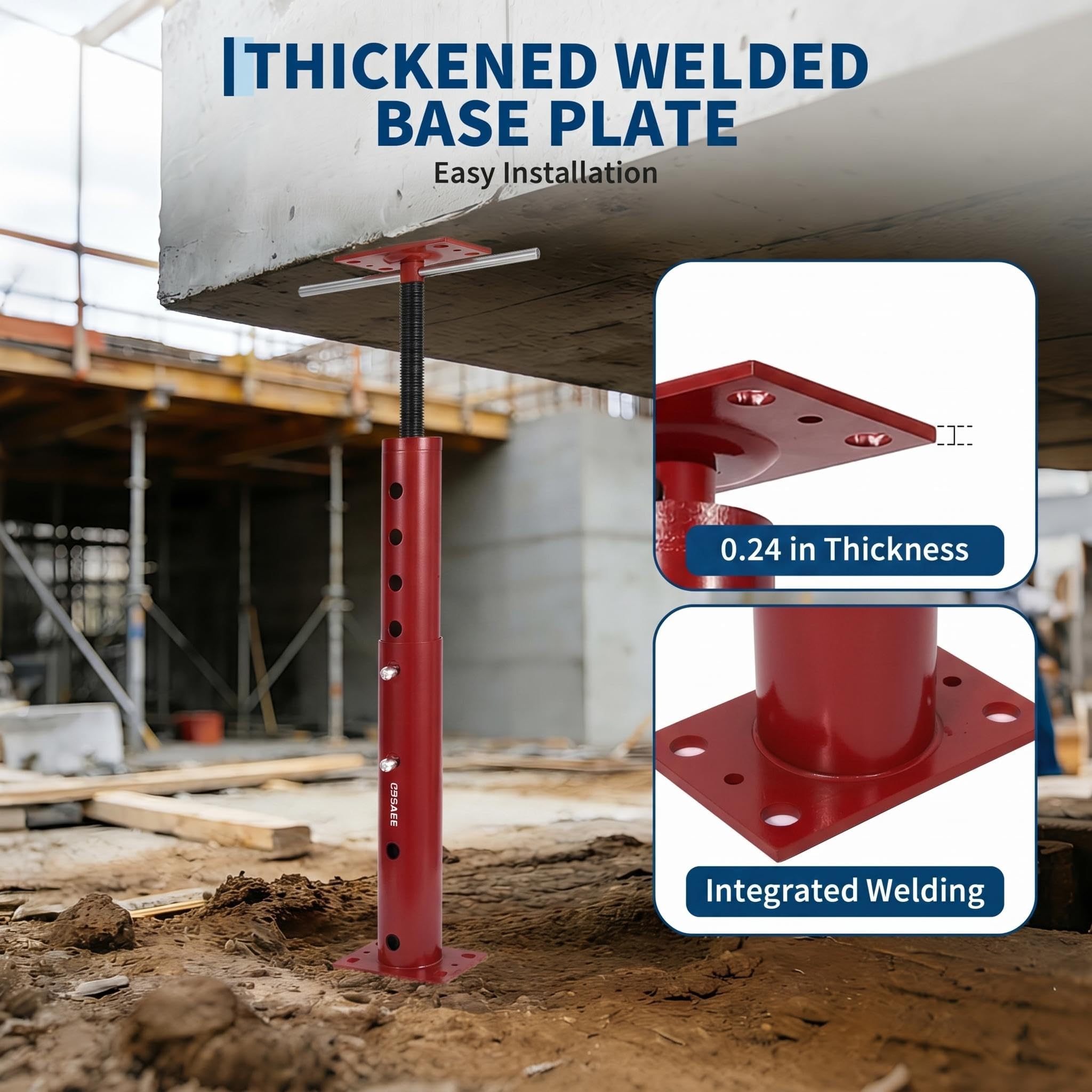 Garvee Adjustable Heavy Duty Floor Jack Post, 2 Pack – 19-36in Height, 18,000 lbs Capacity, Telescopic Steel Support for Leveling and Lifting, Permanent Basement Joist Stabilizer - Red, 19-36in