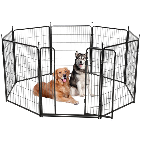 Garvee Dog Playpen, 8 Panels Dog Fence Indoor/Outdoor, Heavy Duty Metal Pet Puppy Exercise Pen, Wide Door Low Threshold, Portable Pet Playpen for Rv Camping Garden Yard, 32"Lx40"H/Panel