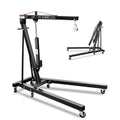 Garvee 2-Ton Folding Engine Hoist Hydraulic Crane with 6 Swivel Wheels & Adjustable Boom Reinforced Steel Rust-Proof Coating Garage Workshop Farm, Black