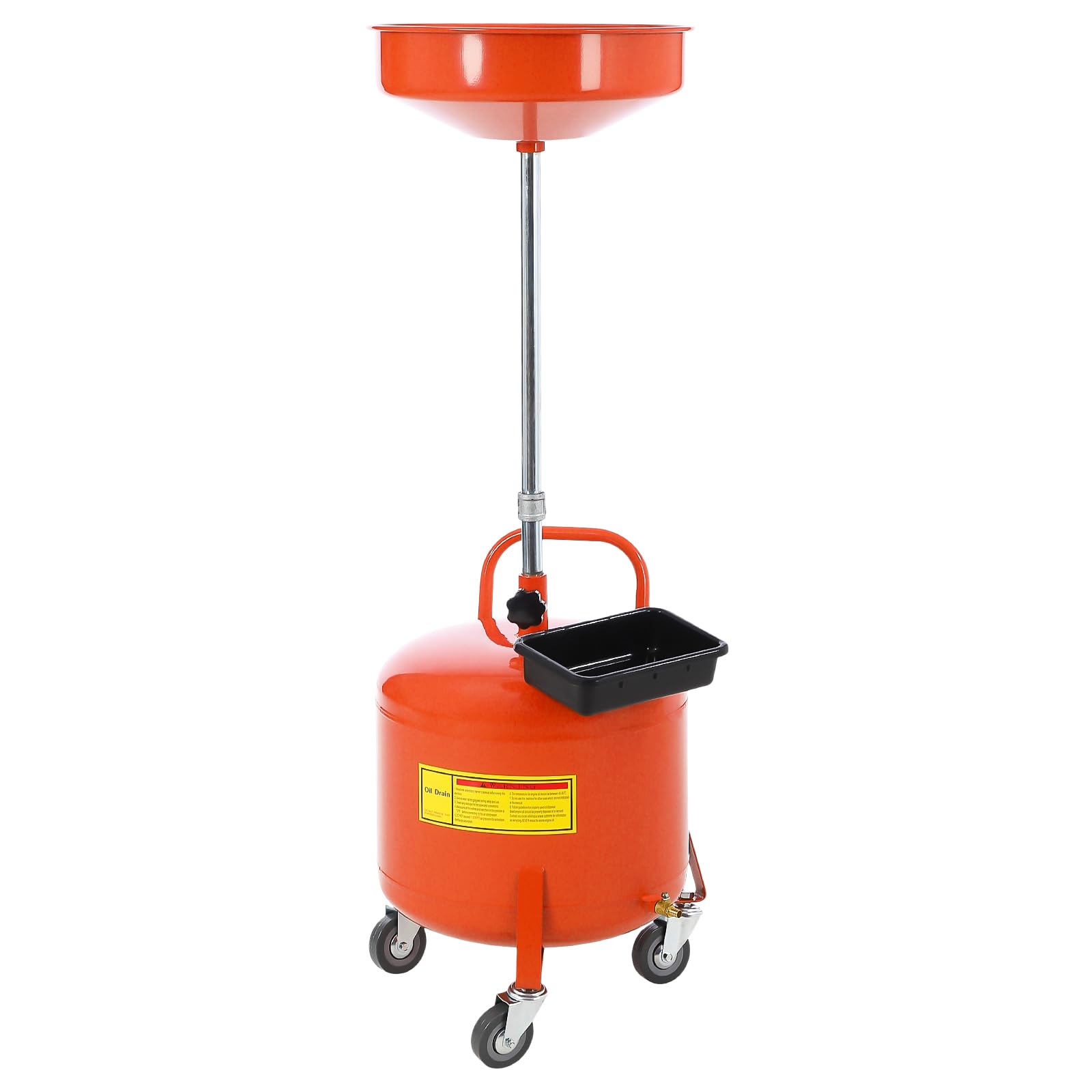 Garvee 8 Gallon Portable Air-Operated Waste Oil Drainer - Heavy-Duty Steel with 15" Adjustable Funnel, Built-In Toolbox, and Casters for Garages, Orange