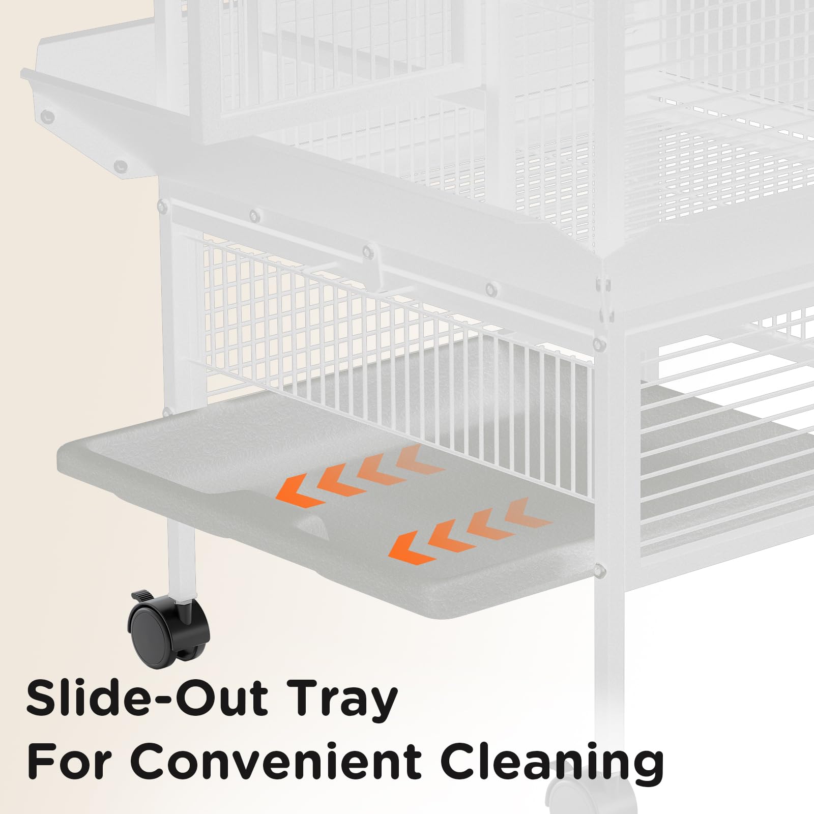 Garvee 60 Inch Wrought Iron Bird Cage with Play Top & Rolling Stand - 4 Stainless Steel Bowls, Secure Lock, Easy-Clean Tray - Spacious Metal Parrot Cage for African Grey, Cockatiel, Conure, Budgie, Lovebird - White