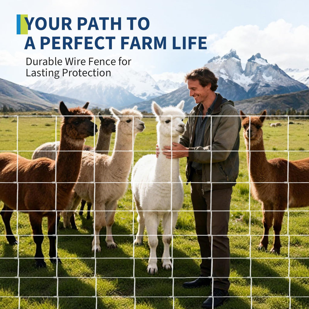 Garvee Heavy Duty Livestock Fence, 5' × 262' Galvanized Woven Wire Roll for Cattle, Goats and Deer
