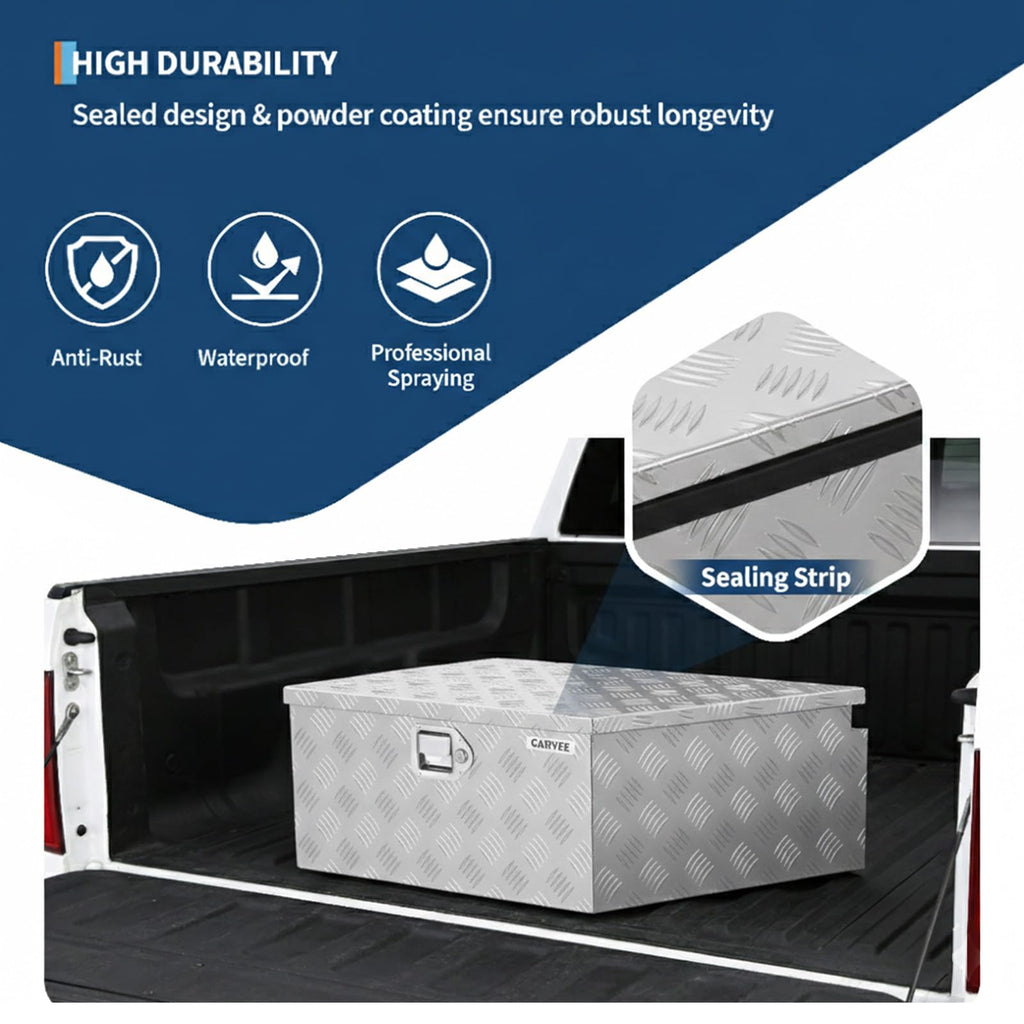 Garvee 39"x16"x12" Heavy Duty Trailer Tongue Box Steel Tool Chest with Lock & Keys, Weather-Resistant, High-Capacity Storage, Silver, for Utility Trailers & Trucks, Silver
