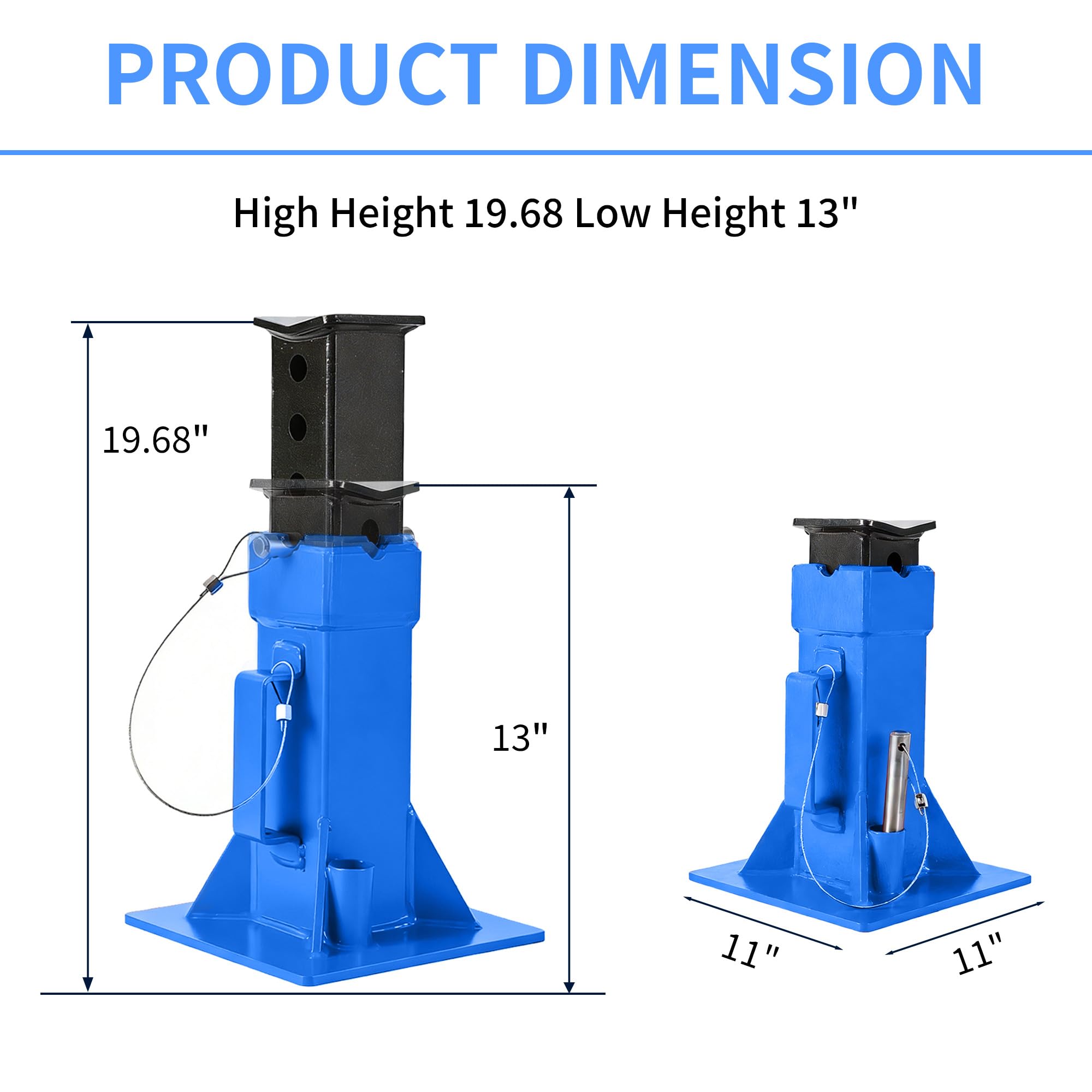 Garvee Heavy-Duty 22 Ton Jack Stands, 2 Pack Pin Type Supports with Quick-Lock for Trucks, RVs & Trailers, 13-19.68 Inch Adjustable Height, Professional Automotive Garage Equipment, Blue