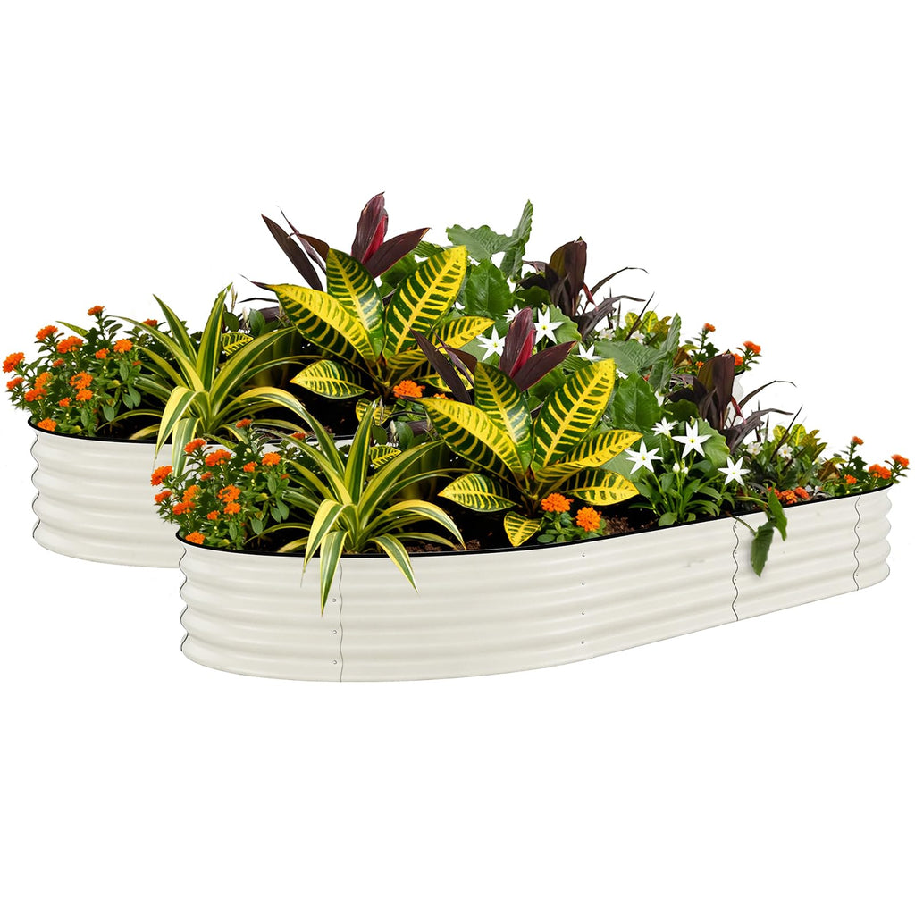 Garvee 2 Pack 10' X 4' X 1.5' Rust-Resistant Galvanized Steel Raised Garden Beds – Large Planter Boxes, Durable, Ergonomic, Easy Assembly, for Vegetables, Flowers & Herbs – Beige, Upgraded with Anti-Cut Strips
