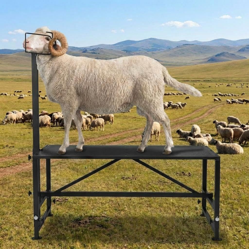 Garvee Goat Milking Stand Adjustable Height Metal Rust-Proof Heavy-Duty Steel with Nose Loop for Livestock Grooming