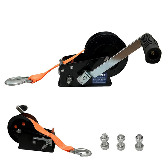 Garvee 3500lbs Heavy Duty Boat Trailer Winch with 33FT Strap, Dual-Speed 4:1/8:1 Gear Ratio & 2-Way Ratchet, Professional Hand Crank Winch for Pulling Boat, Trailer, Truck, RV, ATV, Jet Ski