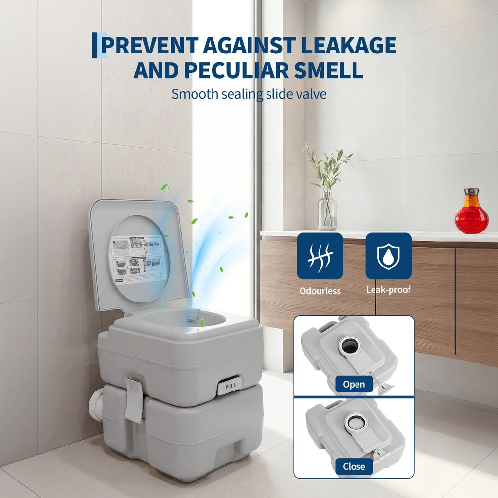 Garvee Portable Travel Toilet - RV Potty with 5.3 Gal Detachable Waste Tank & 3.2 Gal Flush Tank, Push-Button Pressurized Flush Commode for Indoor/Outdoor Camping, Boating, and Hiking